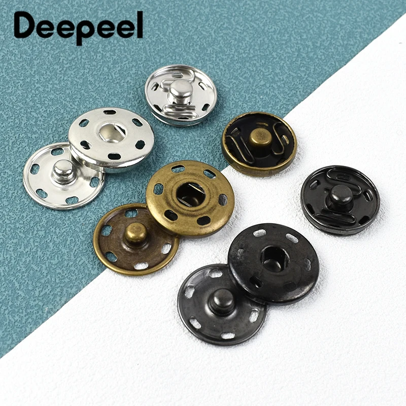 50Sets Deepeel 8-25mm Metal Snap Buttons Vintage Buckle Suit Jacket Decoration Bag Strap Shoes Hats Clothes Sewing Accessories