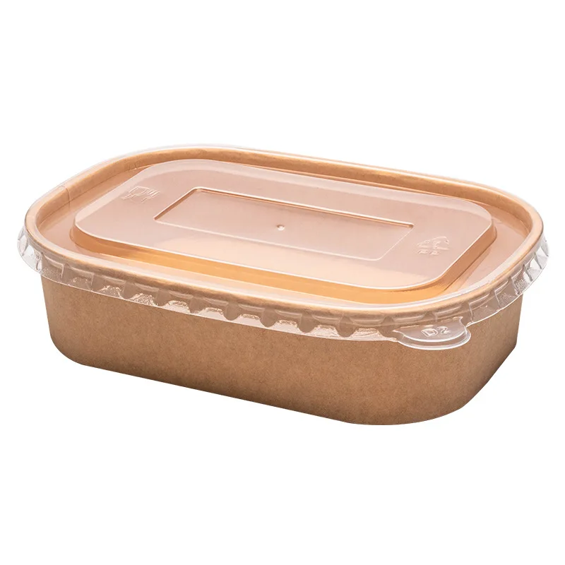 Recipiente de papel desechable para comida, recipiente rectangular Biodegradable, personalizado, para sala de estar y para llevar