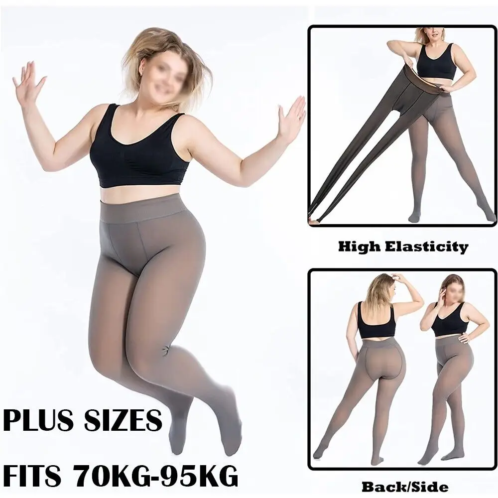 Women Plus Size Winter Thermal Lined Pantyhose New Elastic Warm Fleece Lined Tights Stockings Soft And Comfortable Leggings