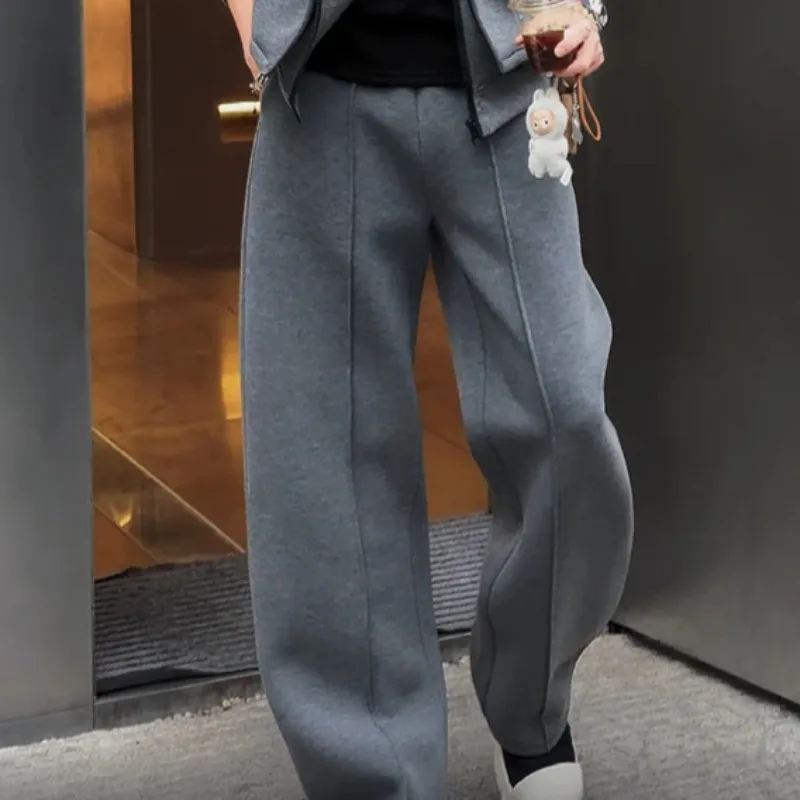 Simple Silhouette Loose Jacket Straight-leg Sweatpants New Autumn and Winter Features Stylish Casual Hooded Sweatshirt Set Men