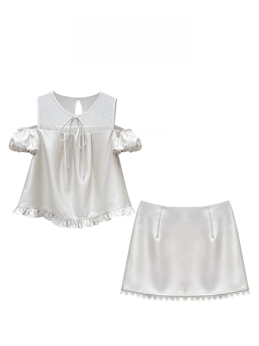 

Parkyeon Sweet Style Design Wooden Bordered Fashionable Versatile Floral Short Skirt Two-Piece Set Casual Summer Wear