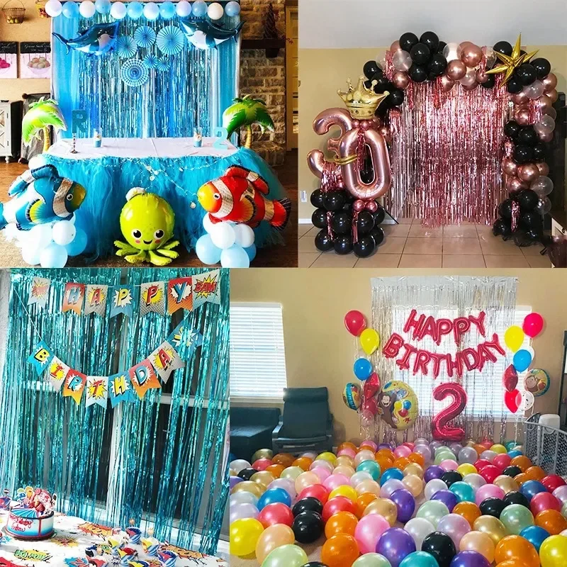 Birthday Party Wedding Decoration Backdrop Curtains Glitter Glossy Fringe Tinsel Foil Curtain Baby Shower Anniversary Wholesale image 2