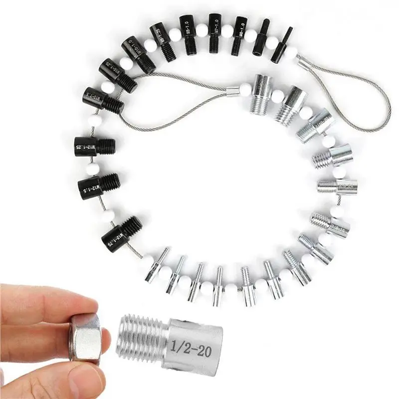 AAAF 2X Portable Thread Tester Bolt Nut Screw Bolt Nut Screw Checking Checker 26 Male/Female Size Gauge Measuring Tool Kit
