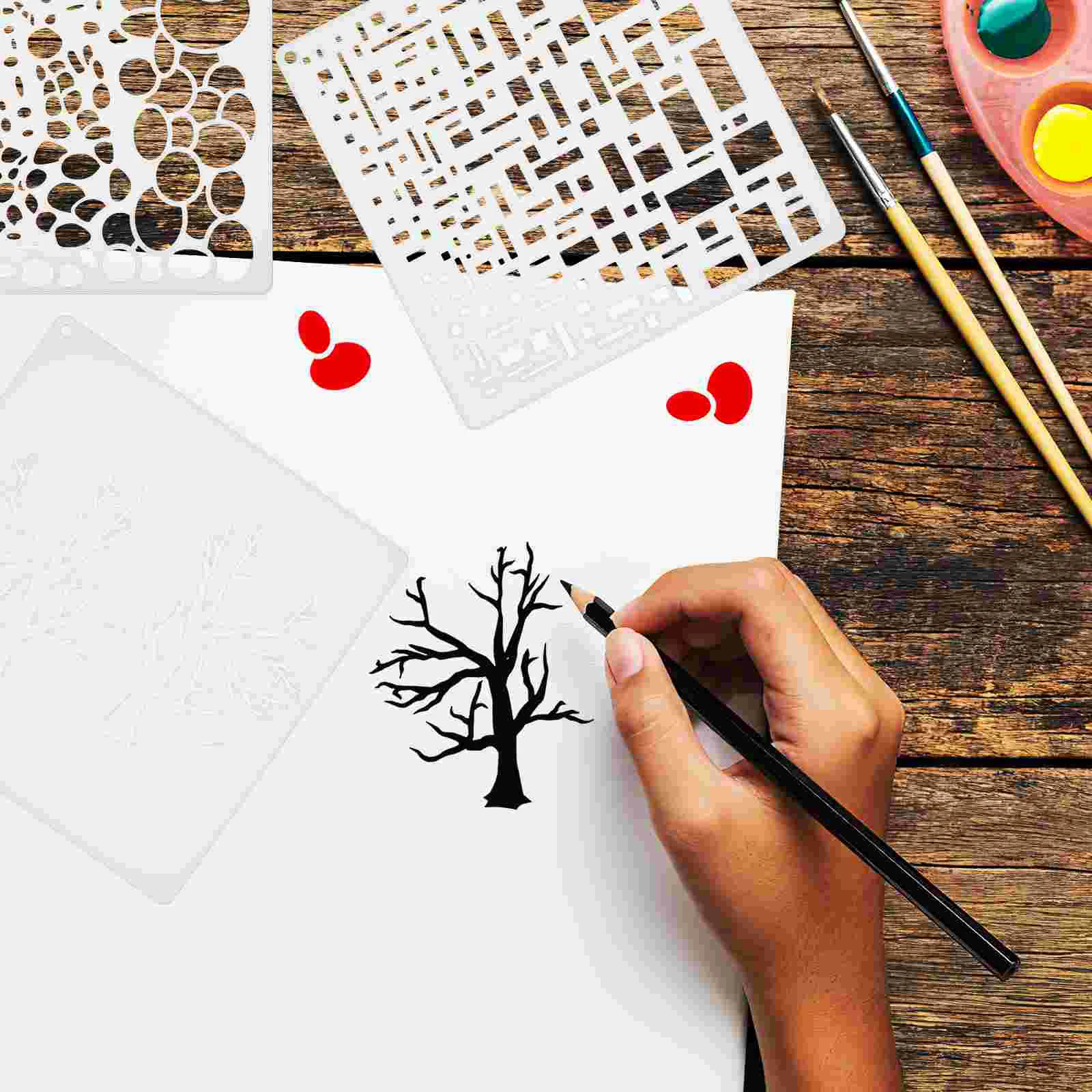 6 Pcs Mix Template Pet Painting Materials Child Graffiti Stencils Journal The for Walls Drawing