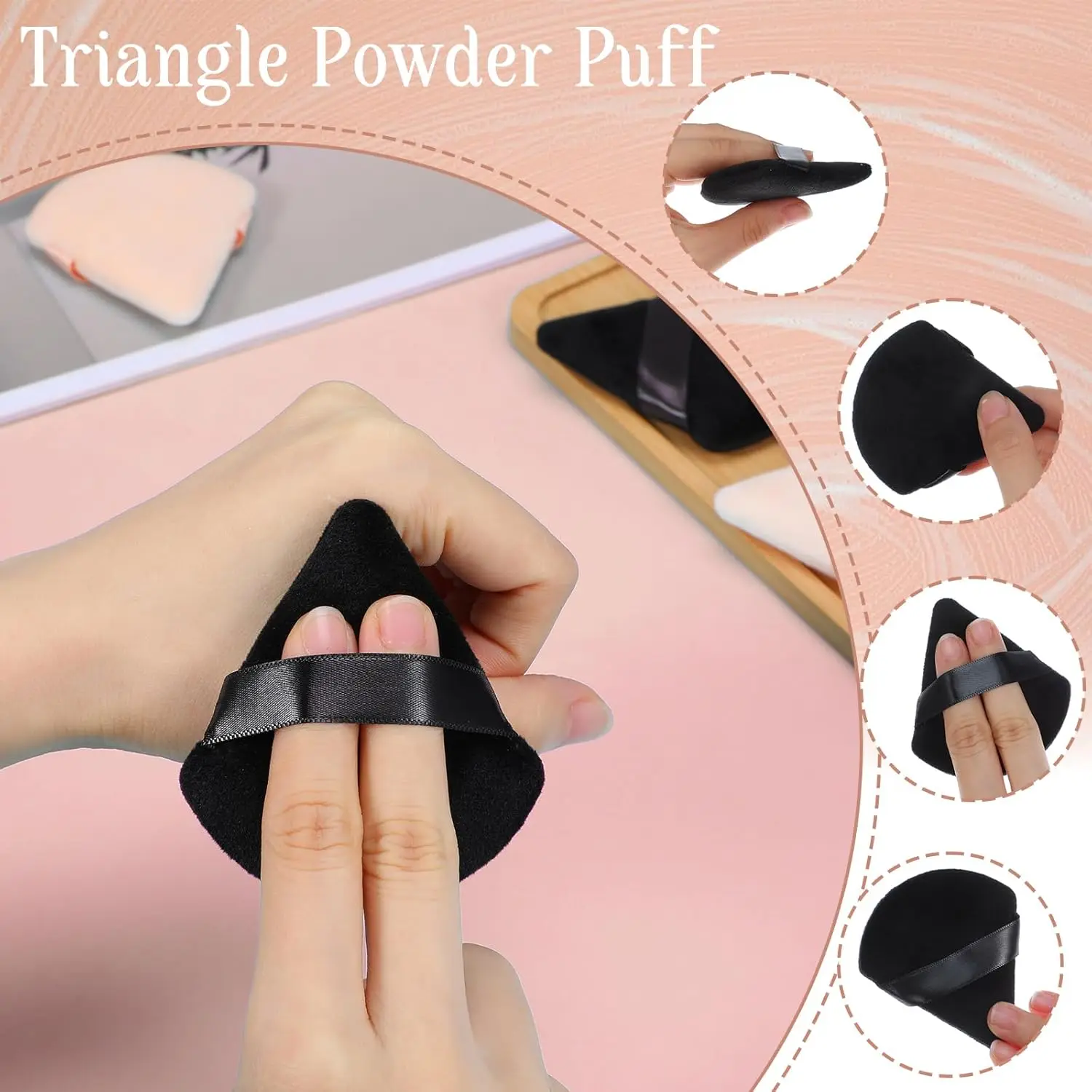 مجموعة منتفخة من بودرة القطيفة مكونة من 15 قطعة - إسفنجة مكياج مثلثة للبودرة/الأساس السائبة | خلاطات وجه خالية من اللاتكس قابلة للغسل بحجم مناسب للسفر