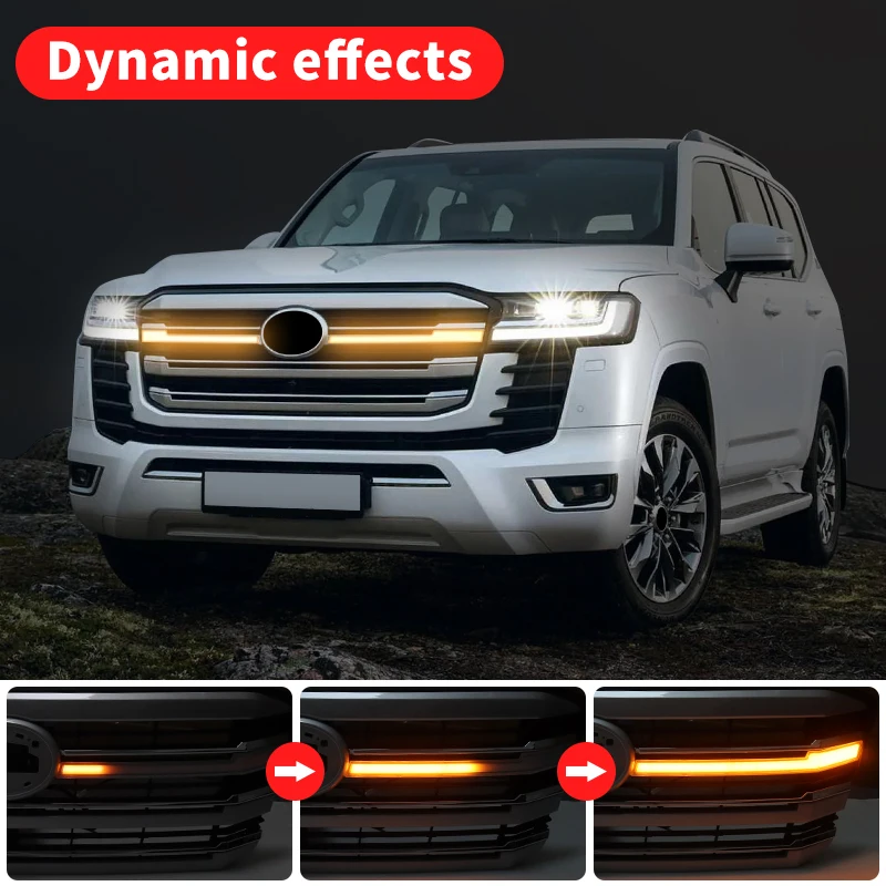 For 2021 2022 2023 Toyota Land Cruiser 300 LED Front grill Modification Lc300 External Upgraded Accessories Decoration body kit