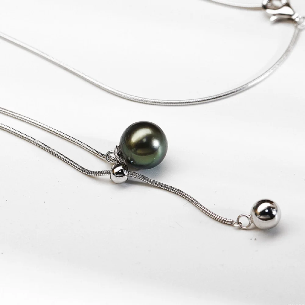 

Простое темпераментное ожерелье AAAA10-11 мм, кулон из натурального жемчуга, регулируемая цепочка на ключицу, 60 см/925 с