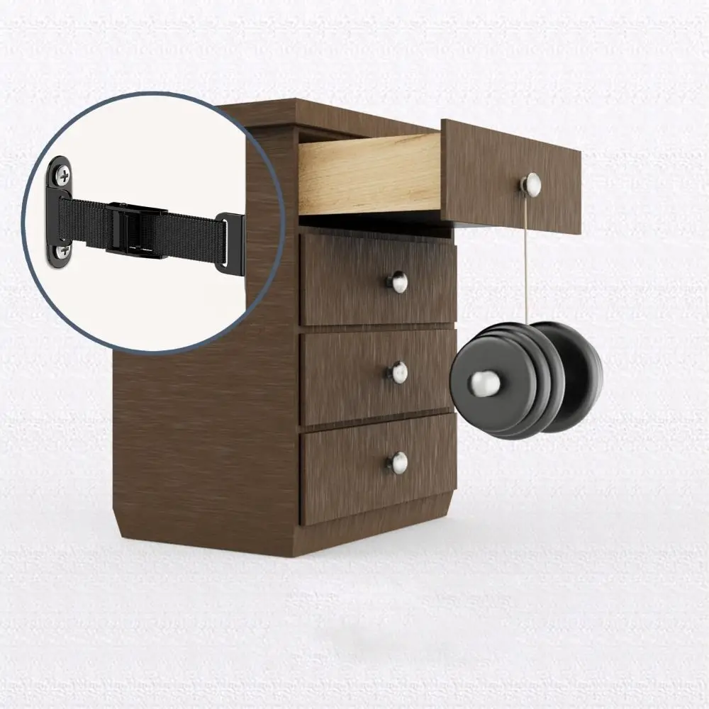 

Easy Install Earthquake Proof Furniture Anchors Child Proofing Adjustable Wall Anchor Universal Furniture Safety Kit Baby Safety