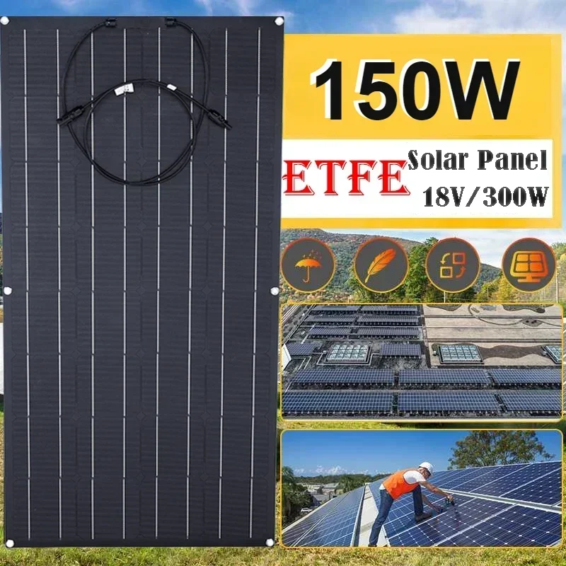 

ETFE 150W Flexible Solar Panel Portable Solar Cell Energy Charger DIY Connector for Smartphone Charging Power System Car Camping