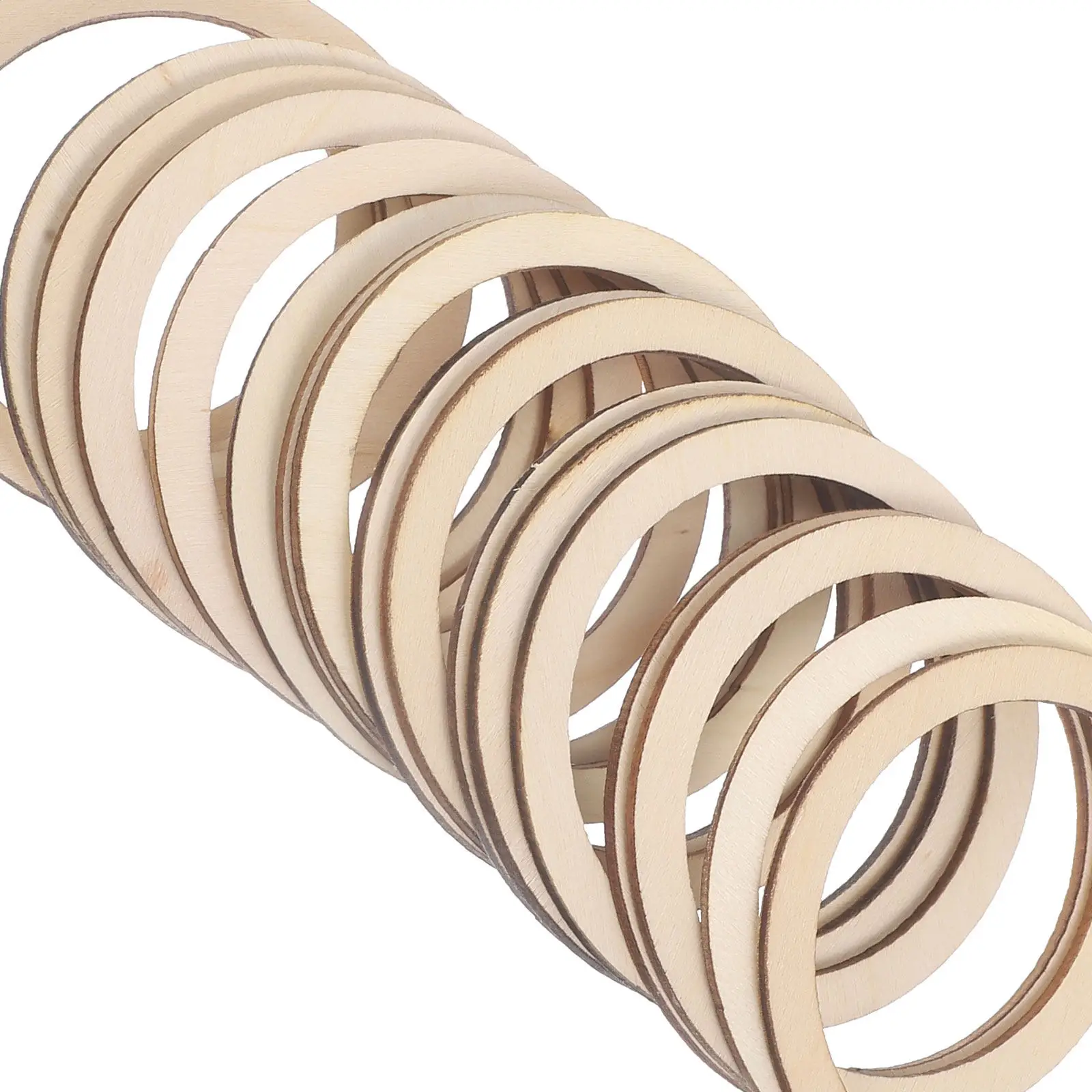 

20 шт. заготовок из дерева: неокрашенные деревянные кольца для поделок, натуральные плоские круглые заготовки для росписи и декора