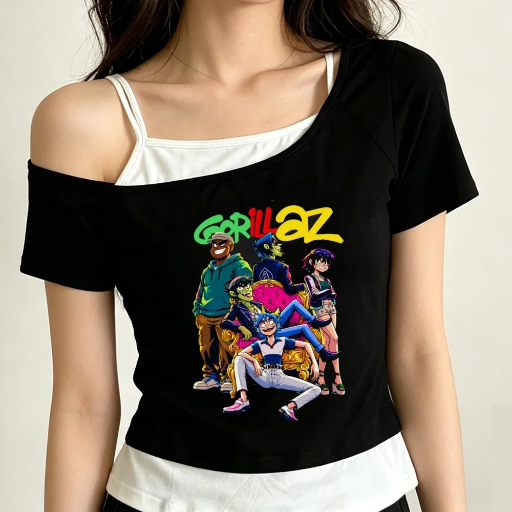 Gorillaz cropped top girl vintage cheap gyaru cutecore japanese tshirt cute japanese y2k