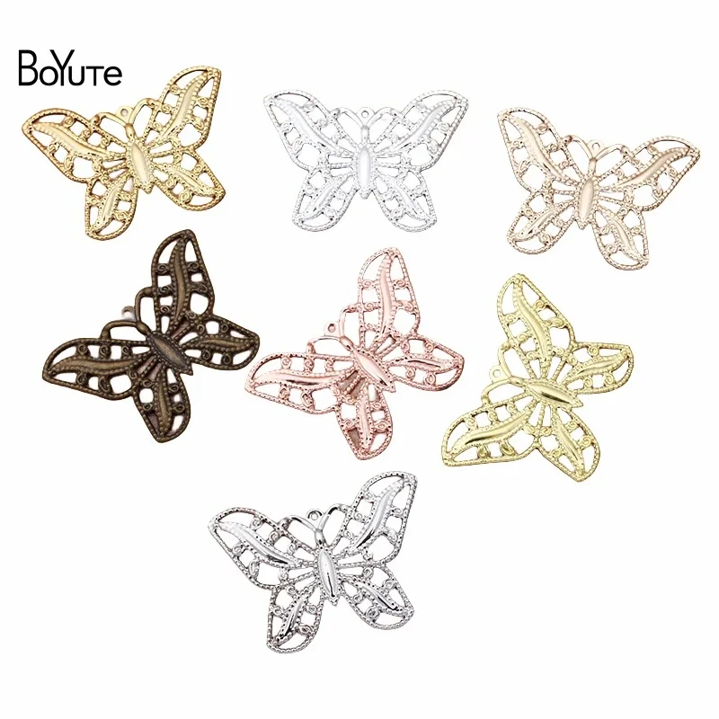 

BoYuTe (50 Pieces/Lot) 32*44MM Big Filigree Butterfly Plate Pendant DIY Retro Handmade Materials