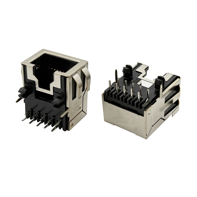 10PCS RJ50 shielded copper shell spring 10P10C socket 3.05 horizontal 90° RJ48 female connector 10-pin foot