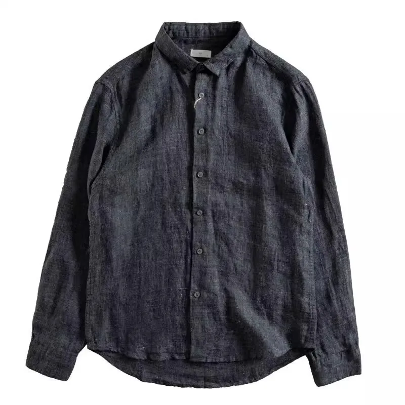 Свободный крой Long Sve, хлопок и лен, мужской модный брендовый весенне-осенний большой размер 36, модный топ, повседневная одежда