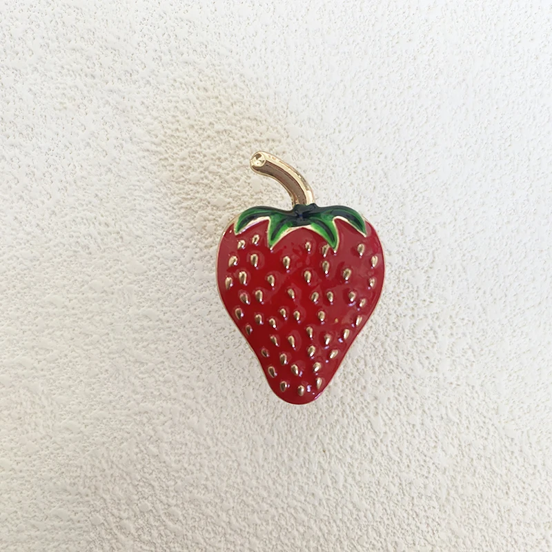 Red Dripping Strawberry Fruit-Shaped Single-Hole Zinc Alloy Handle for Children's Room Cabinet Drawers