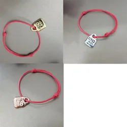 European and American Original Fashion Electroplating 925 Silver Red Rope Three-color Lock Simple Bracelet Bless Jewelry Gift