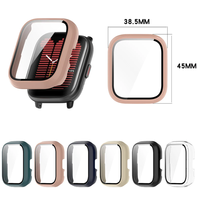 Szklany ochraniacz ekranu Smartwatch z twardą krawędzią obudowa do klawiatury do aktywnego inteligentnego zegarka Amazfit akcesoria ochronne