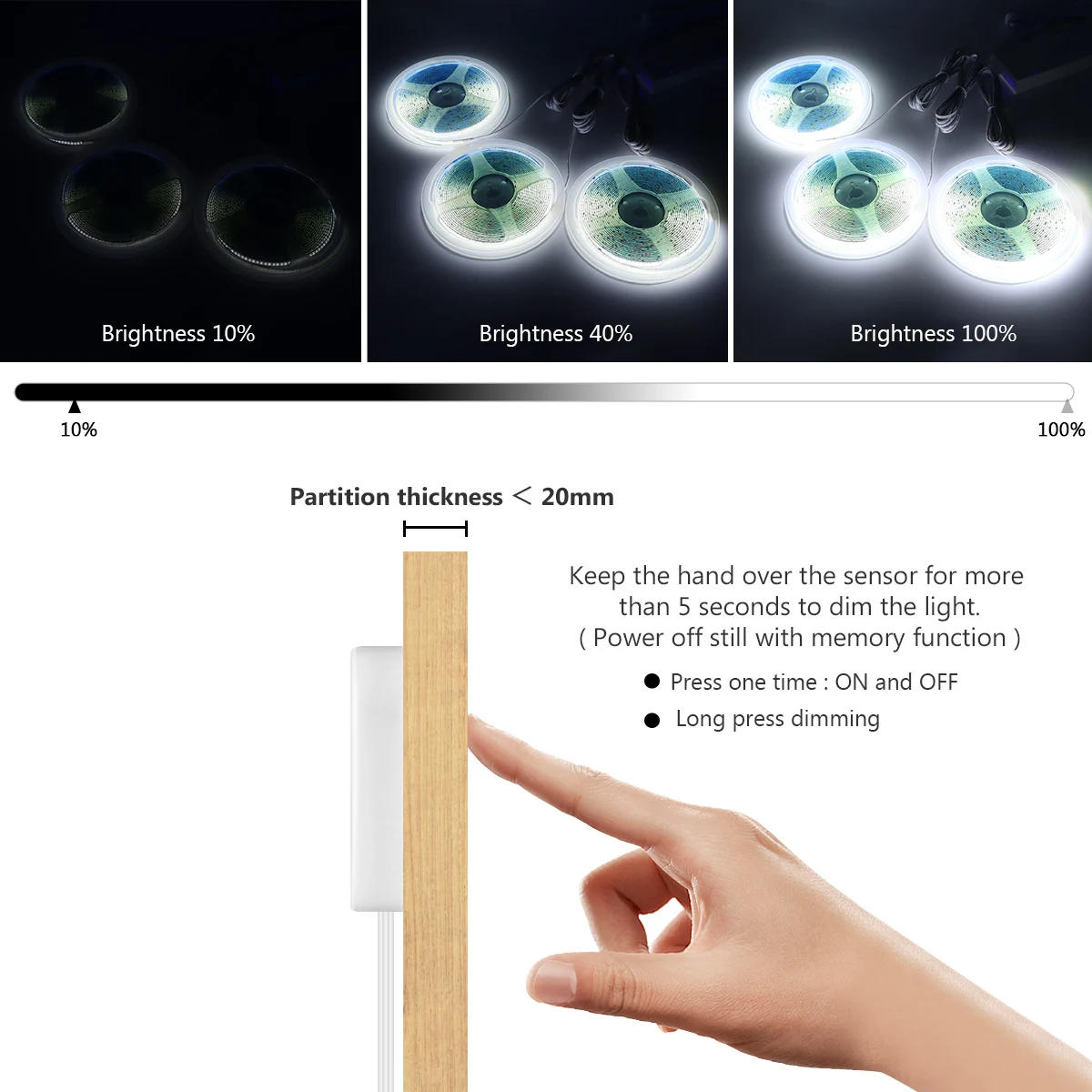 Tira LED integrada lineal COB, Panel de rejilla de techo, luces de decoración de pared, cinta LED, lámpara de pared ambiental autoadhesiva para sala de estar