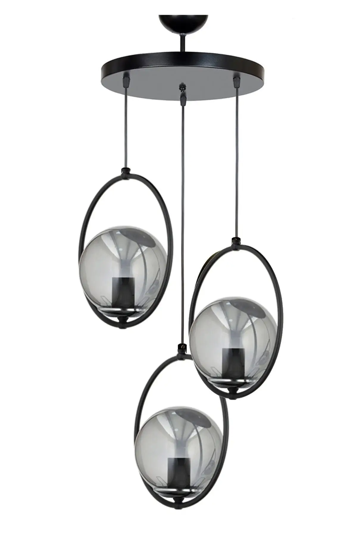 DOLBOVI roman black Modern smoked imported glass pendant triple chandelier