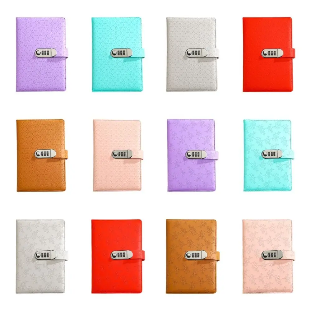 A5 Retro Password Book with Lock 200 Pages Stationery Embossed Student Notepad Thickened Waterproof Diary Notebook