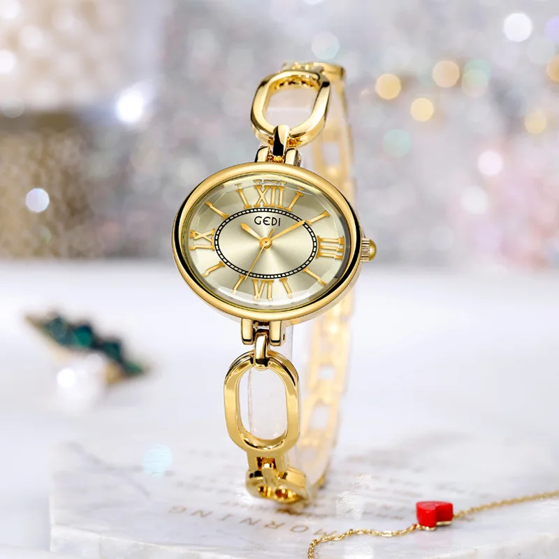 

Goldie medieval niche oval women's watch retro Roman high beauty waterproof quartz watch women's bracelet watch