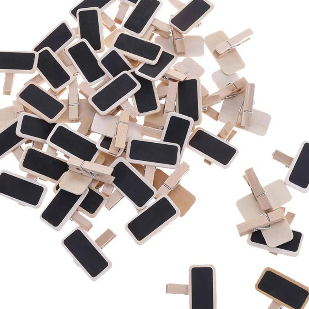 50pcs Small Chalkboard Wooden Clips Rectangular Memo Clamps Blackboard Message Board Photo Clip Small blackboard