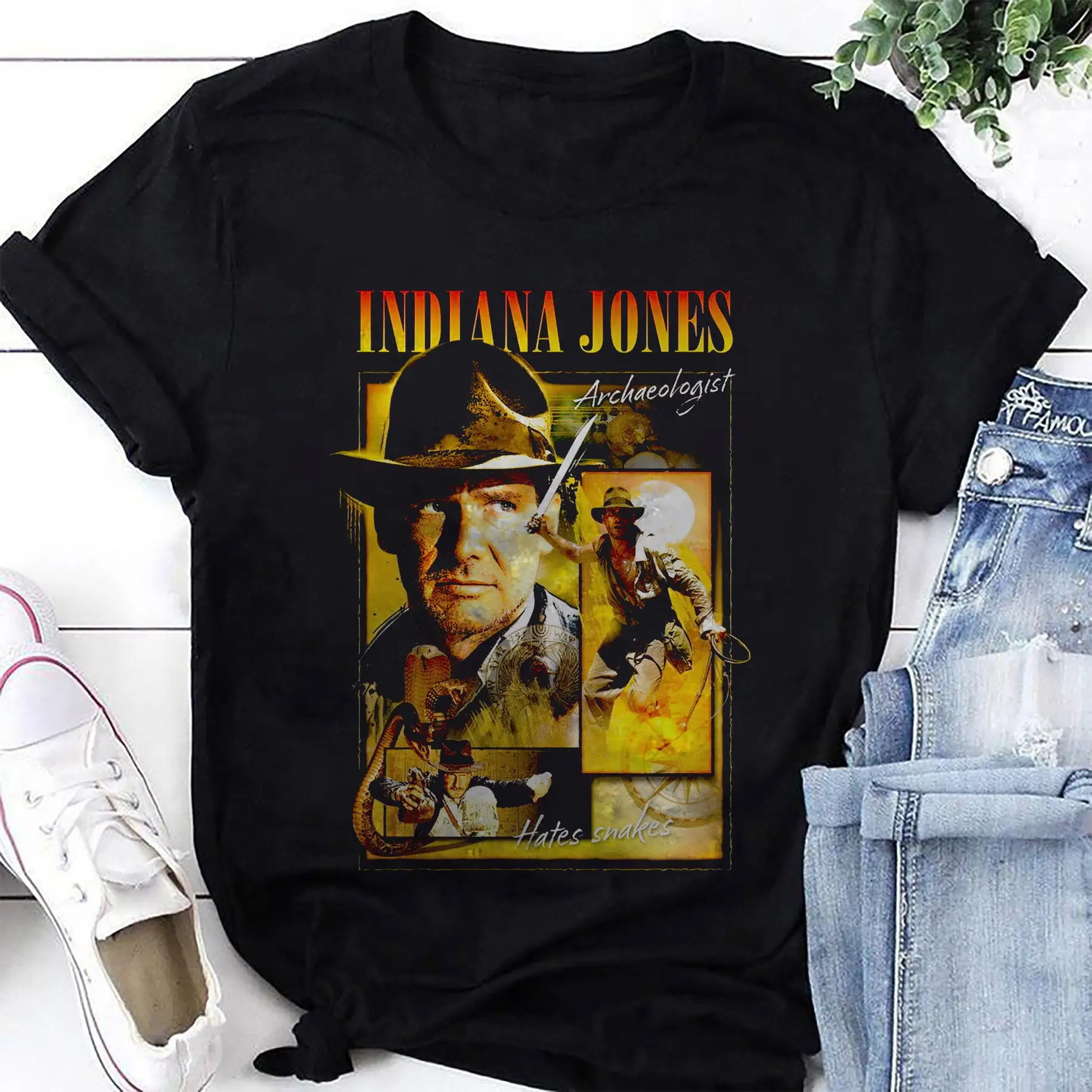 Indiana Jones Homage T Shirt Fan Movie Vintage