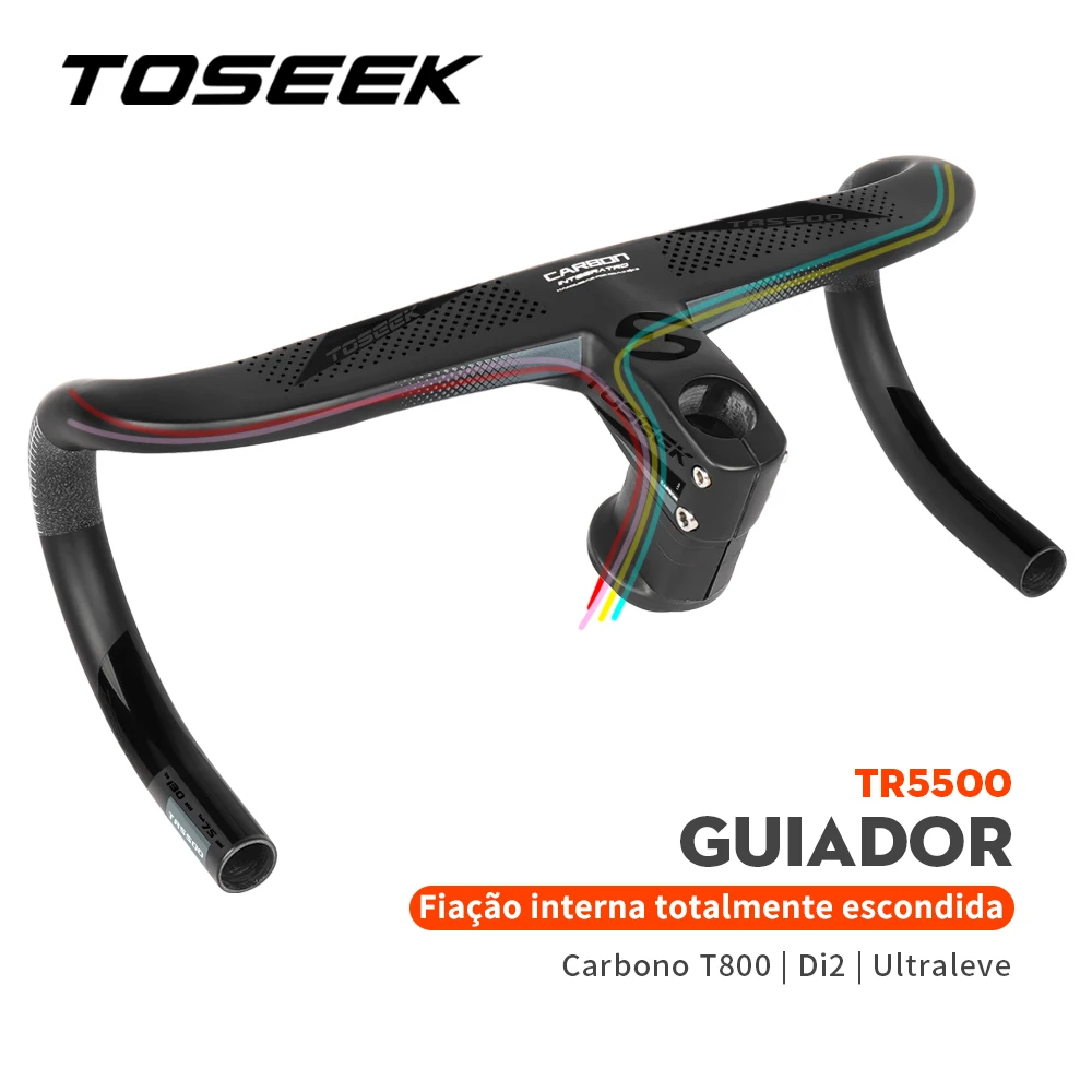 TOSEEK TR5500 Full Carbon Road Bicycle Handlebar Internal Cable Routing Integrated Bar Di2 With Cycling Bike Computer Holder