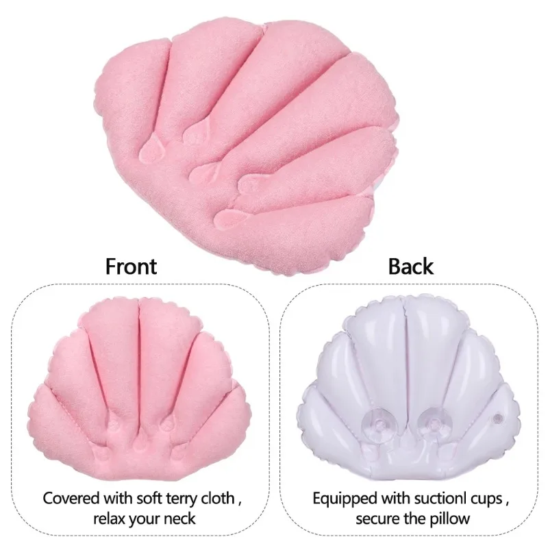 Soft Fan-shaped Inflatable Bath Pillow Neck Support With With Suction Cups Spa Cushion Pillow Bathtub Cushion 2021New