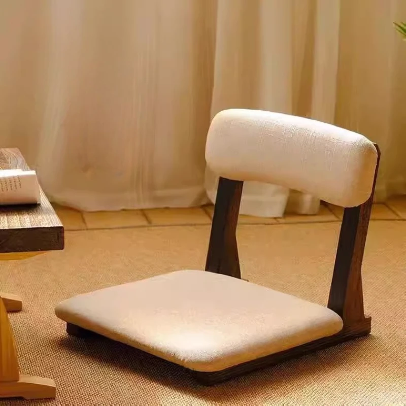 Solid Wood Tatami Seat Japanese Backrest Sofa for Bedroom Legless Floor Chair Comfortable