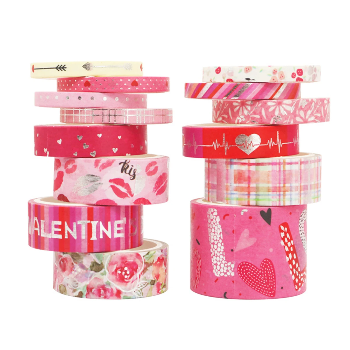

Romantic Valentine's Day washi tape,heart flower silver foil decoration material,DIY creative handmade gift for journals, greeti