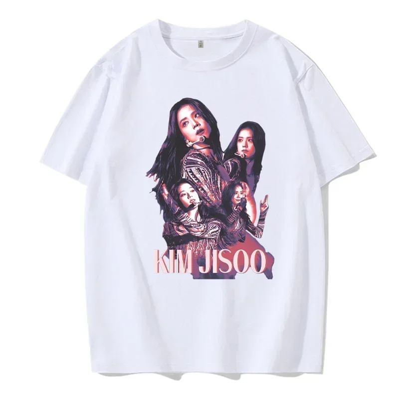 2024 Black and Pink Jisoo Picture Printing Comfortable and Breathable Summer Fashion Casual T-shirt  Kpop Printed T-shirt