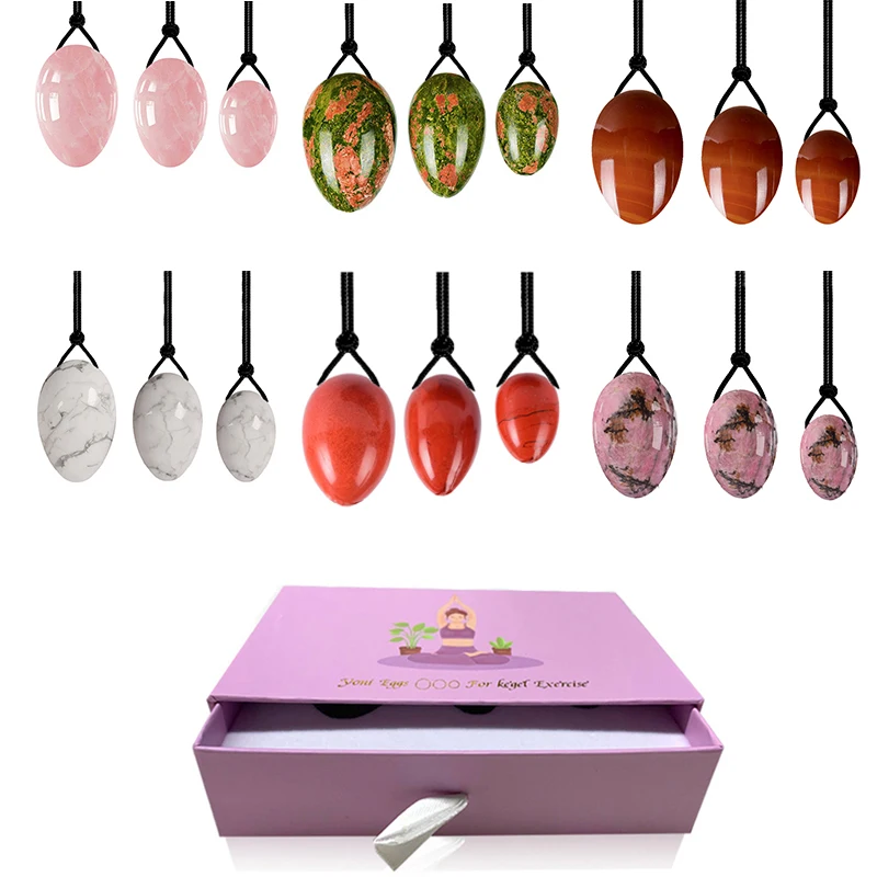 

3pcs Natural Jade Egg Big End Perforation Yoni Egg Set Massager Women Kegel Exerciser Muscles Vaginal Pelvic Tightening