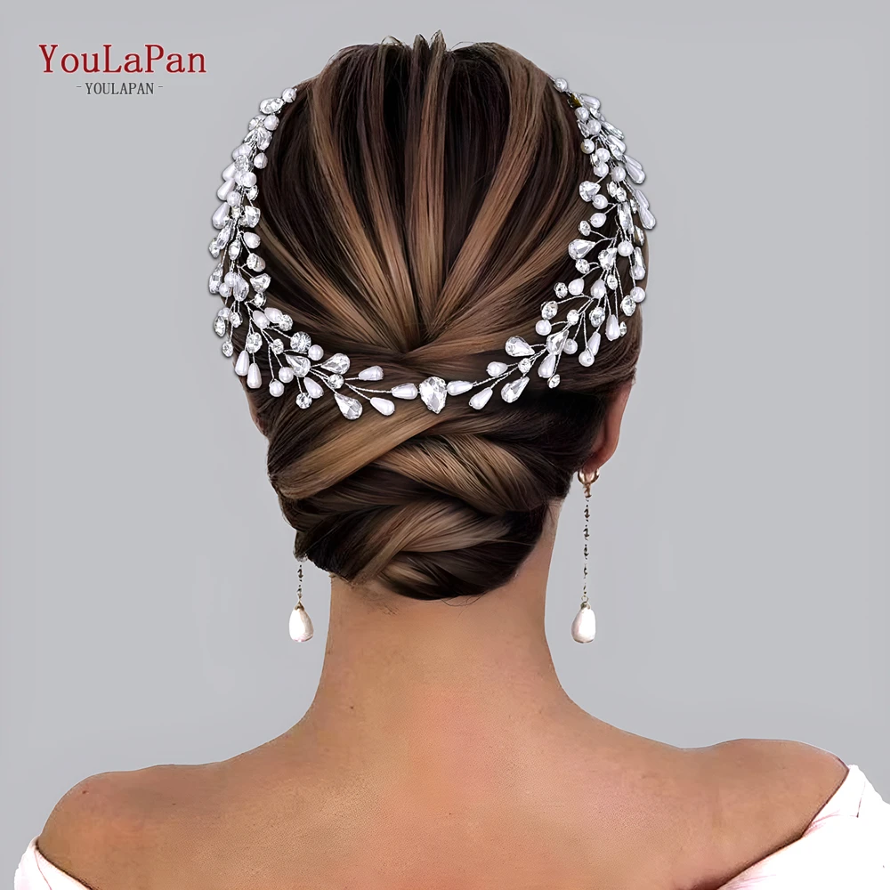 YouLaPan Strass Bruiloft Voorhoofd Hoofdband Parel Vrouwen Hoofdtooi Bruids Hoofd Sieraden Tiara Bruidsmeisje Haaraccessoires HP835