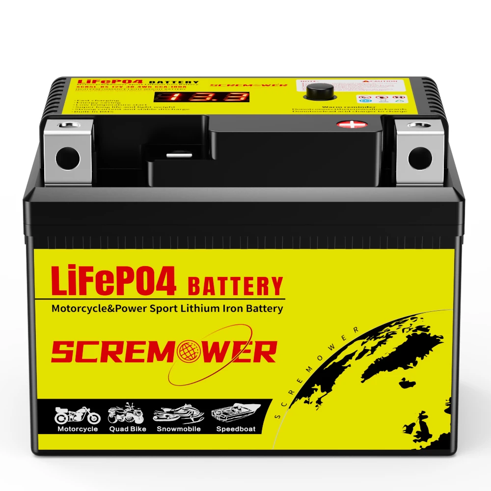 5L-BS 12.8V 3Ah Motorcycle LiFePO4 Battery 36Wh CCA 180A BMS Lithium iron Phosphate Scooter Battery Replace with Voltage Display