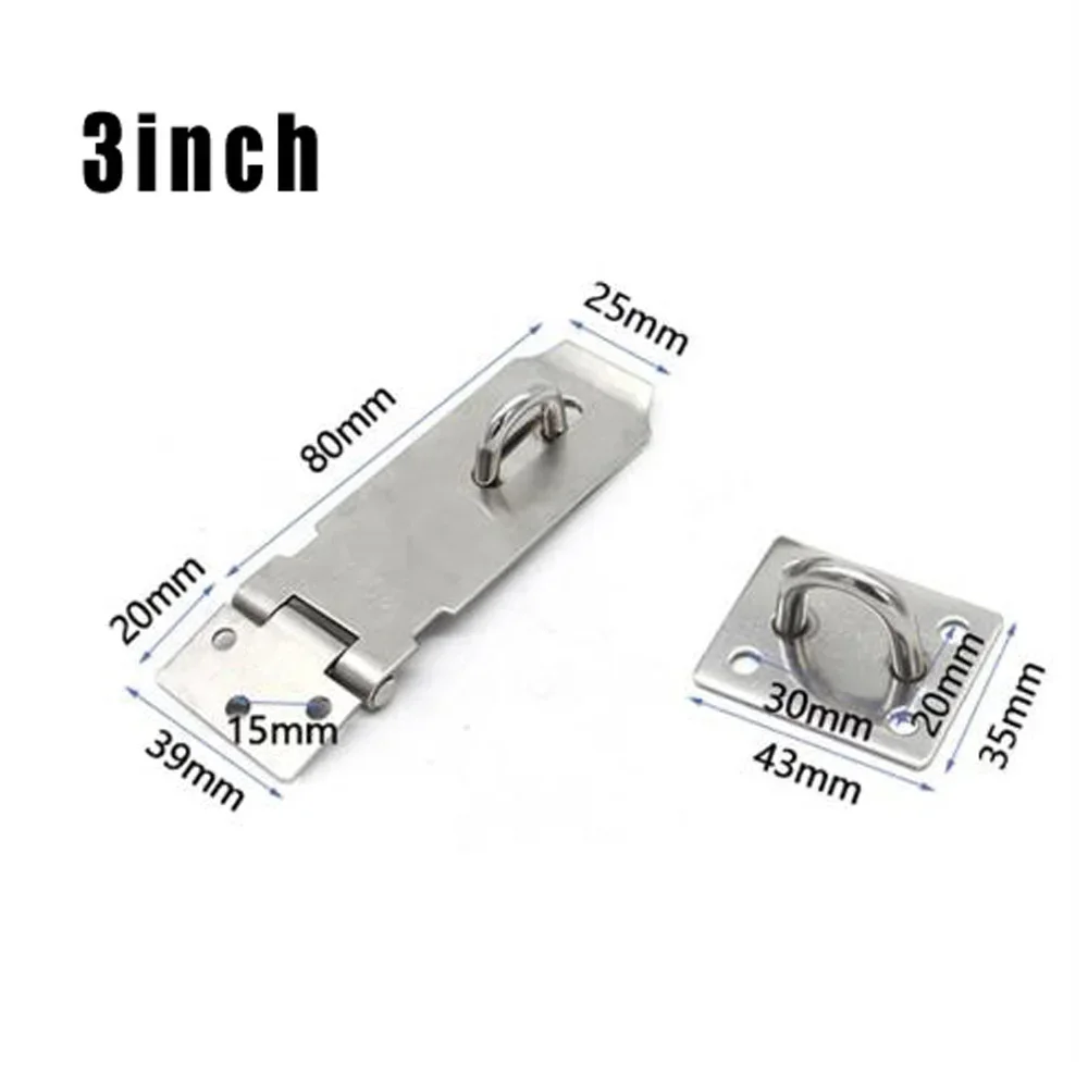Home Door Bolt Latch Silver Stainless Steel Drawer Hardware Padlock Buckle Safety Cabinet Cupboards Convenient