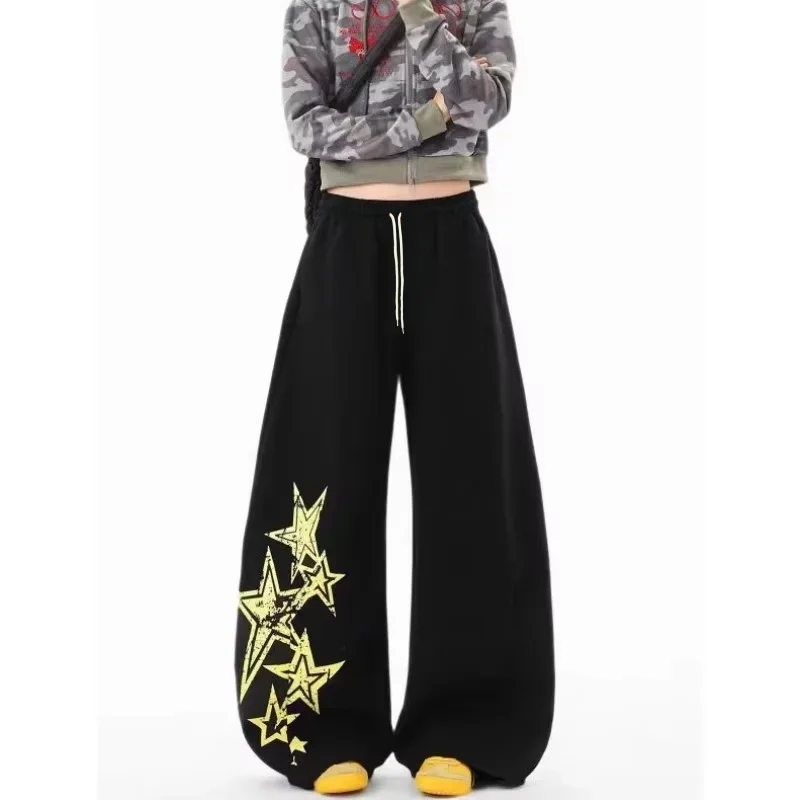 High Waist Women's Hip-Hop Wide Leg Pants Star Print Street Dance Fashion Trousers for Adults And Kids