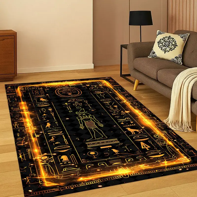 Egyptian Mythological mural pictograph Carpet Rug for Bedroom Living Room Sofa Playroom Doormat Home Decor,Kid Area Rug Non-slip