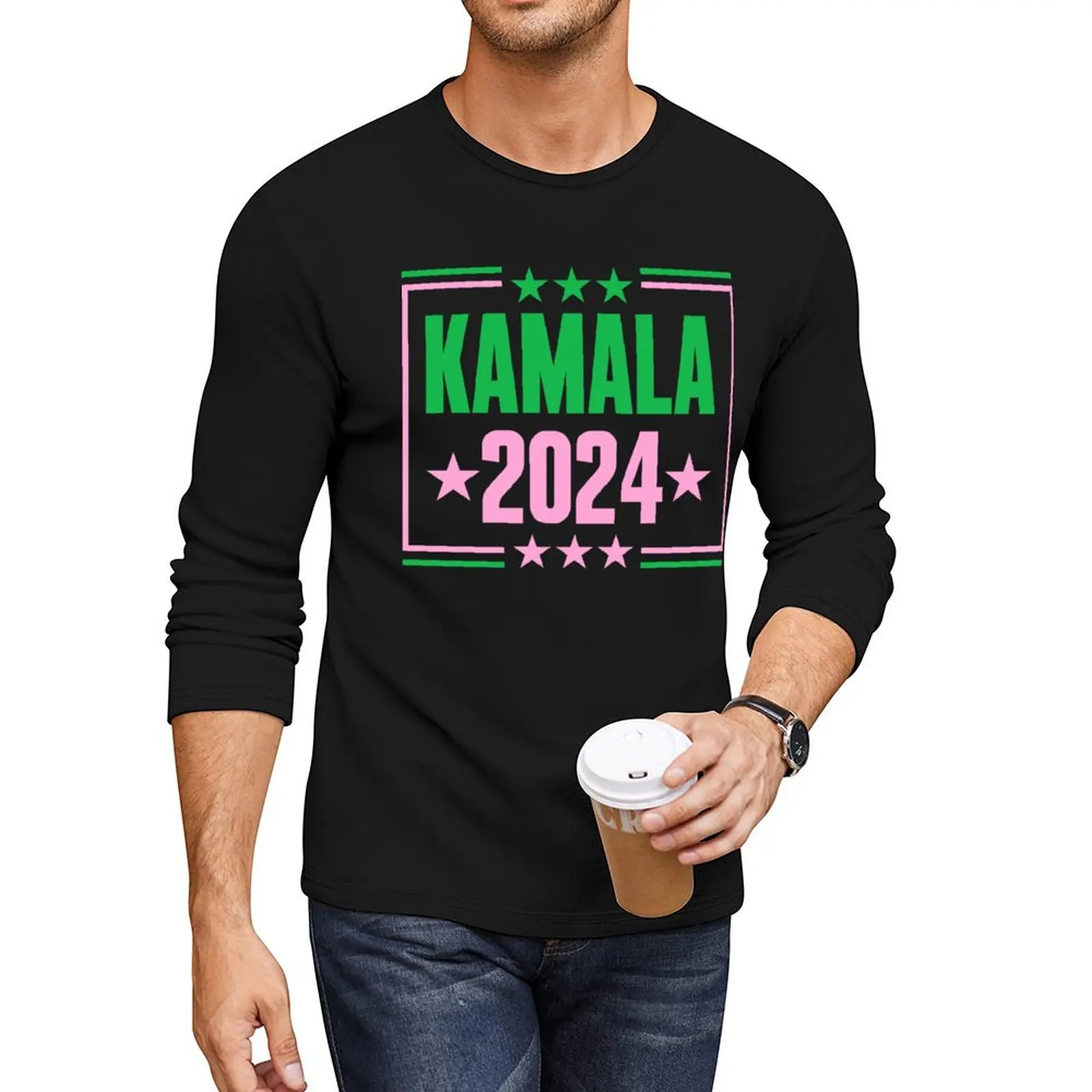 Kamala Harris 2024 Im With Her Pink Green Long T-Shirt custom t shirts mens t shirts pack