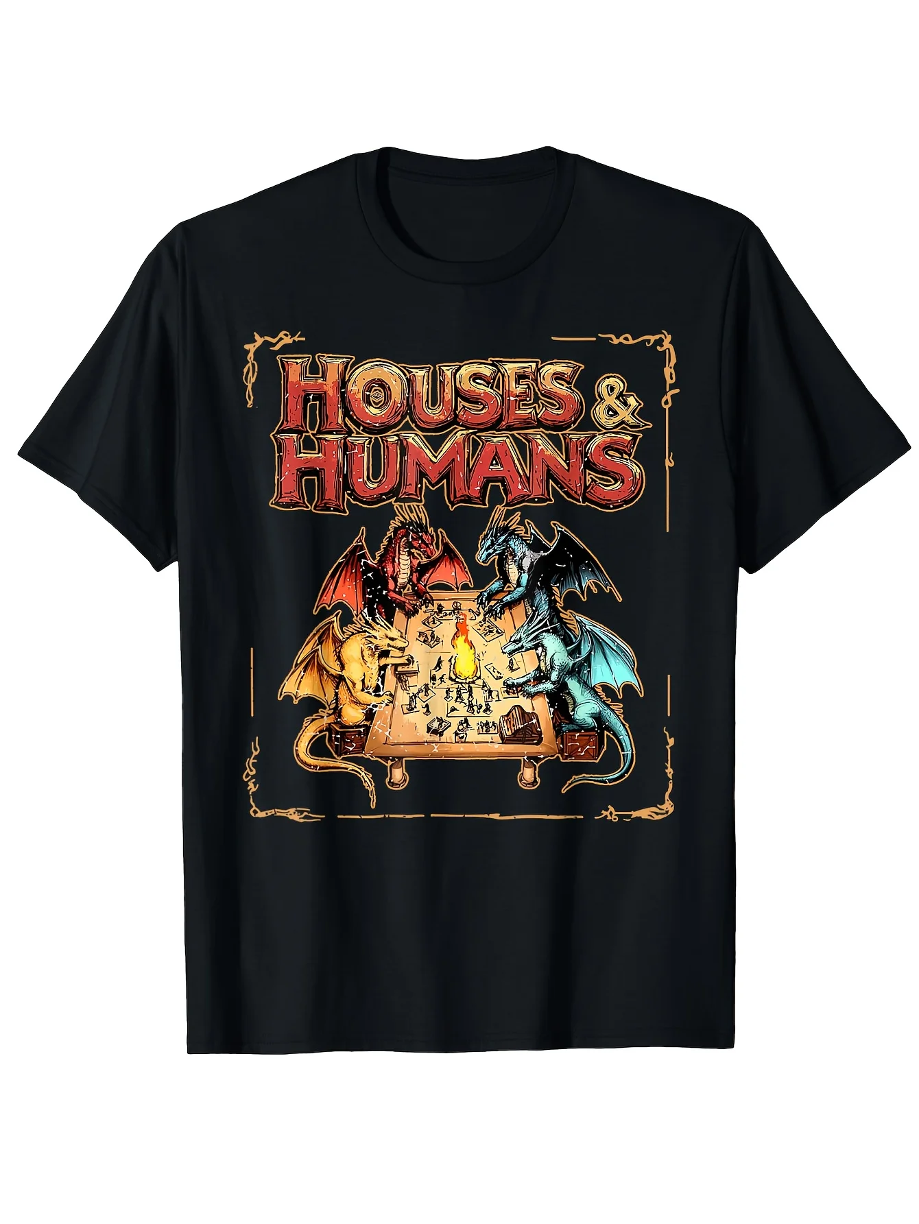 تي شيرت ألعاب RPG Parody من Houses & Humans - تصميم مضحك مستوحى من Dungeons Dragons مع تي شيرت برسومات Dragon