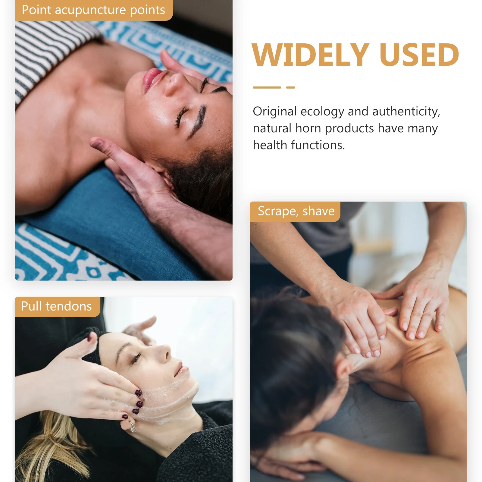 

2 pcs Natural Buffalo Horn Scraping Rods Face Massagers Smooth Edges For Facial Back Body Foot Massage Therapy Tools