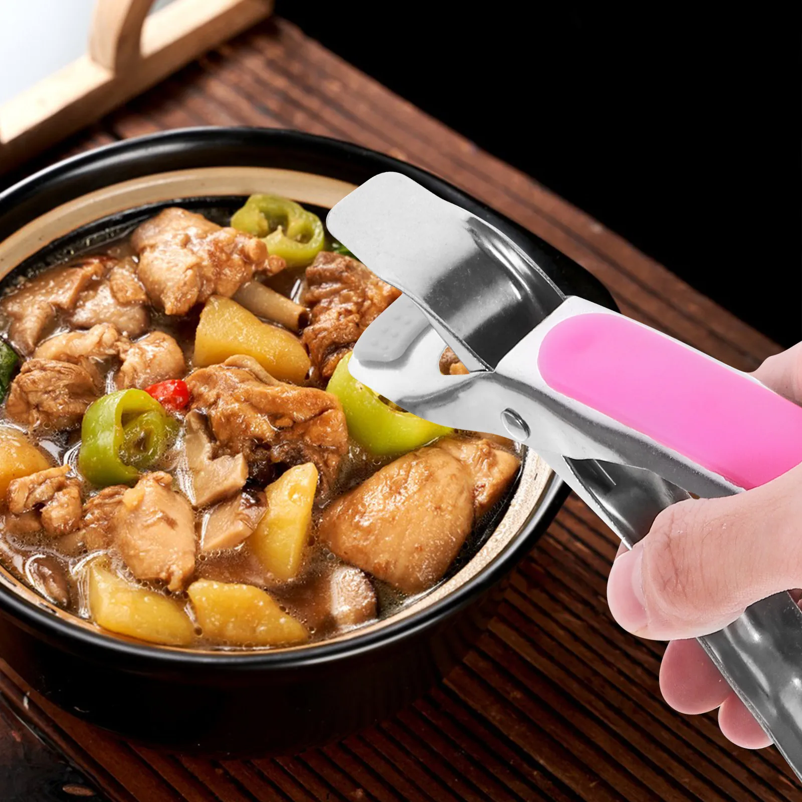 2Pcs Kitchen Bowl Gripper Stainless Steel Hot Plate Clip Heat Resistant Non-Slip Dish Retriever Anti-Scald Tong for Pots Plates