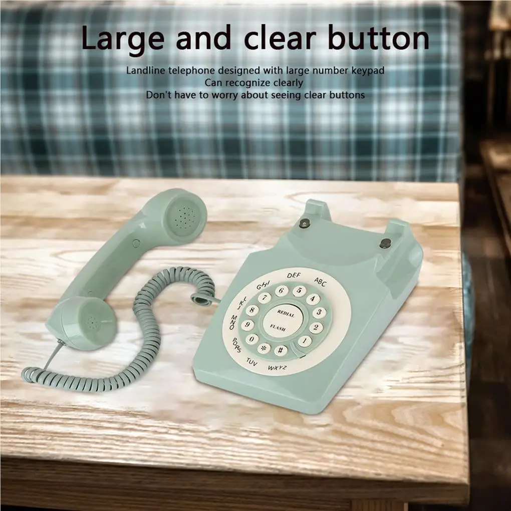 Fixed Phone Upgraded Structure Corded Telephone Wear-resistant Dial Design Vintage Landline Household Business