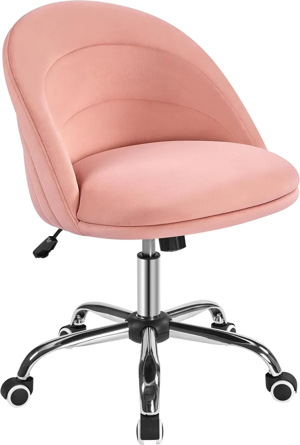 

Velvet Cute Desk Chair Armless Office Swivel Vanity Chair with Wheels Adjustable Comfy Desk Chair for Home Office Pink