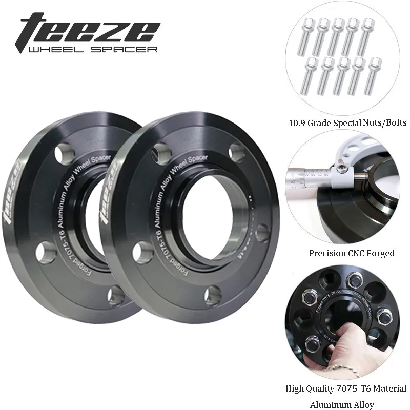 TEEZE 2Pieces 7075-T6 15/20mm 5x112 66.6 M14X1.25 Wheel Spacer Adapter Gasket For Mini Cooper 2018