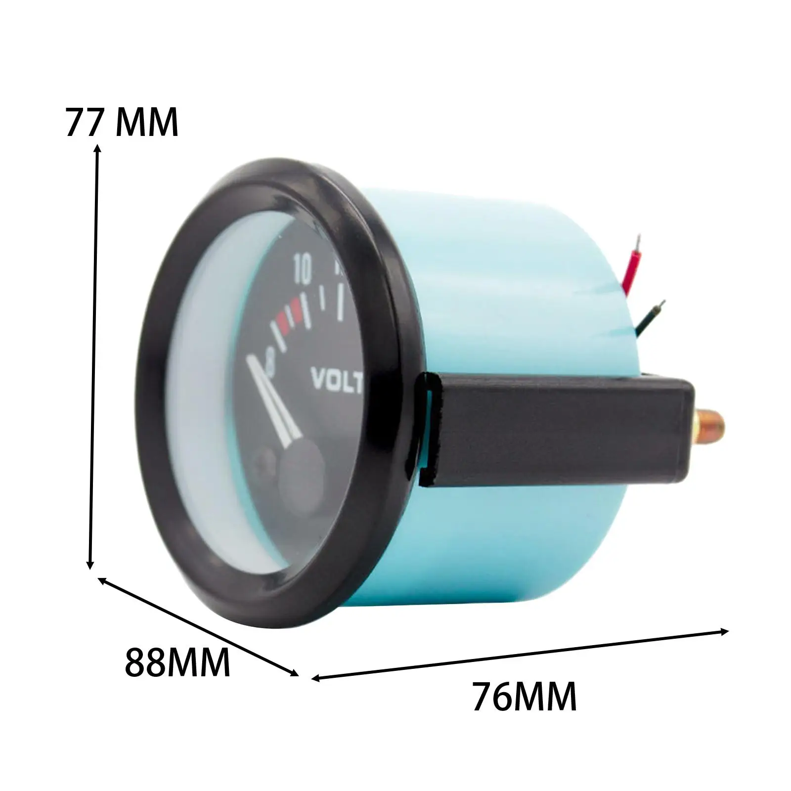 Car Voltmeter Guage with Black Dial and Round Pane Diameter 2