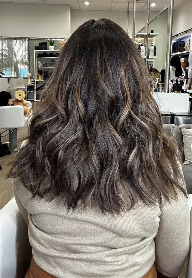 Brown Highlights HD Lace Front Wig with Preplucked Hairline Soft Natural Wave Heat Resistant Premium Synthetic Wig for Women