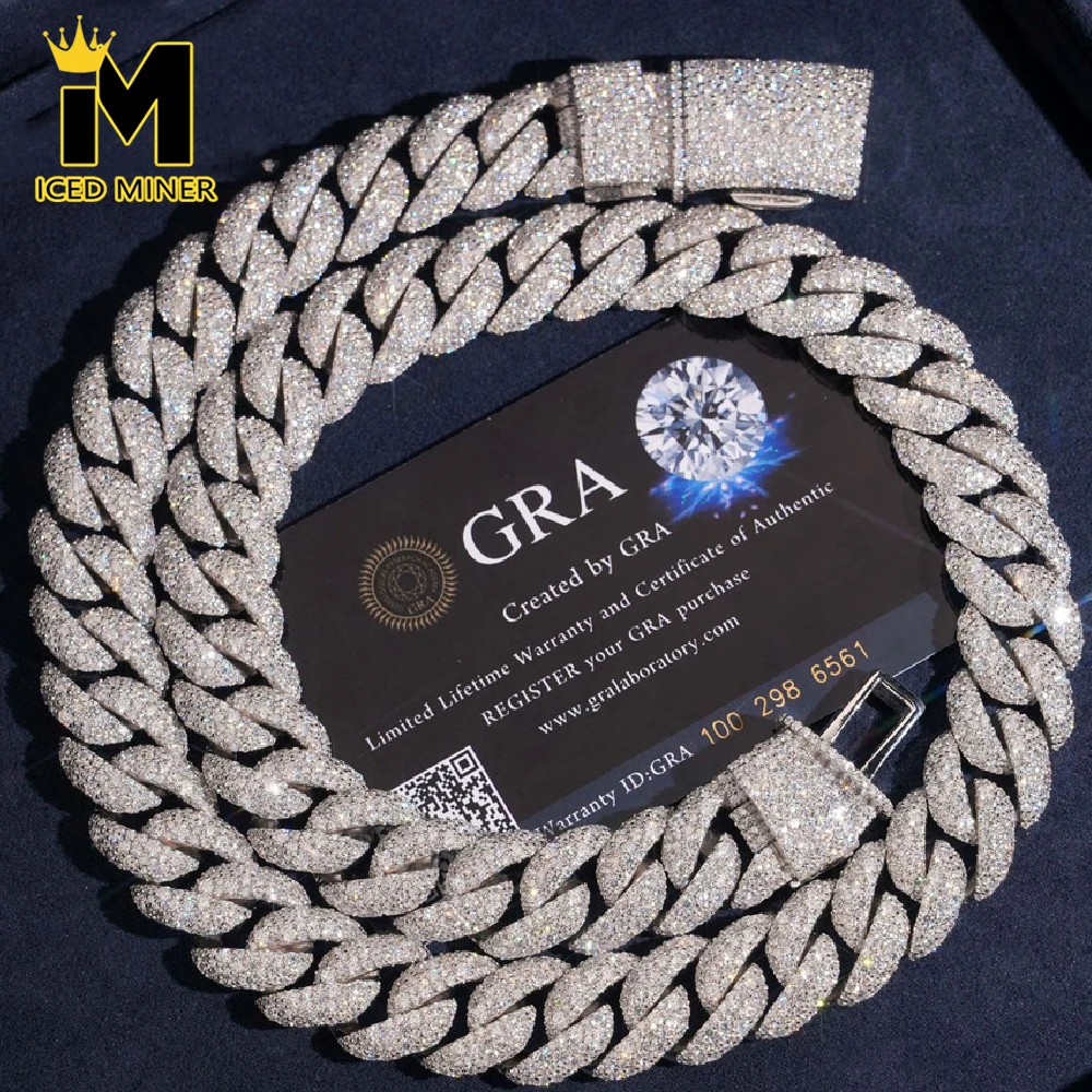 

Icedminer 15 мм муассанит пузырь кубинская звеньевая цепочка Iced Out ожерелье для мужчин женщин S925 серебряное колье Pass тестер хип-хоп ювелирные изделия