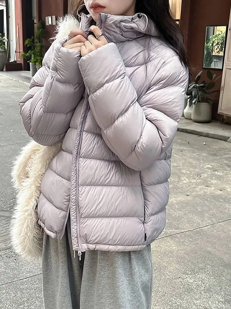 

Gray Keep Warm Big Size Down Jacket New Hooded Long Sleeve Warm Women Parkas Fashion Tide Autumn Winter