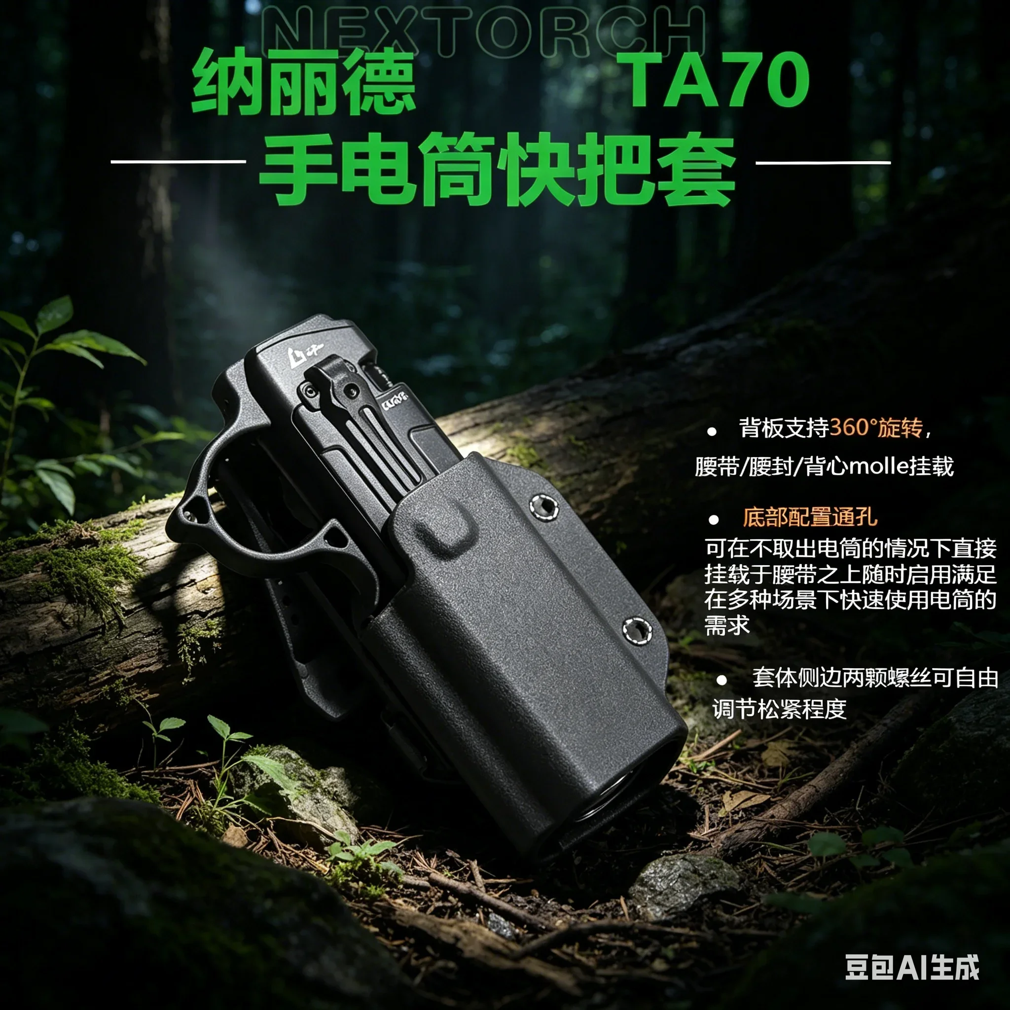 1 Piece Flashlight Sheath Scabbard K-Sheath Protective Case with Belt Clip Suitable for  NEXTORCH TA70 EDC Tactical Flashlight